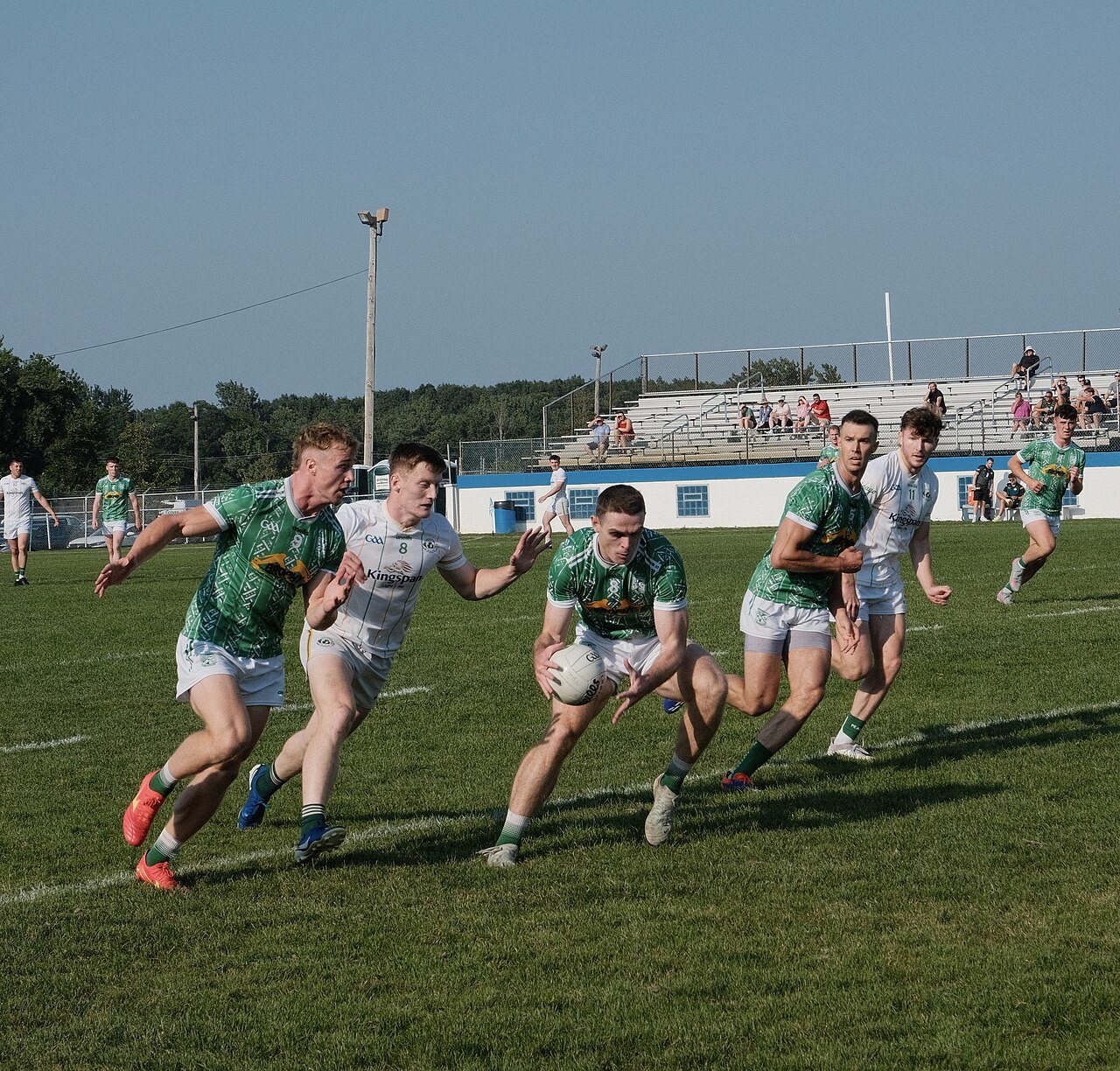 Gaelic football in full flight at Chicago Gaelic Park, Oak Forest