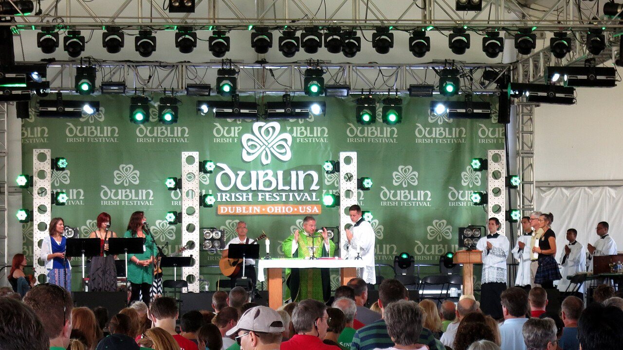 Sunday Mass on the main stage at the Dublin Irish Festival, Dublin, Ohio